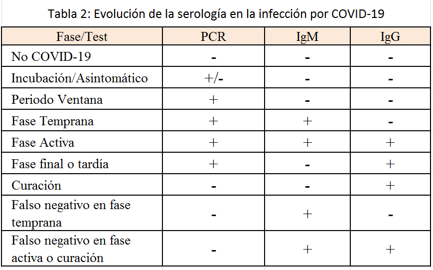 Evolución de la serología en la infección por SARS-CoV-2